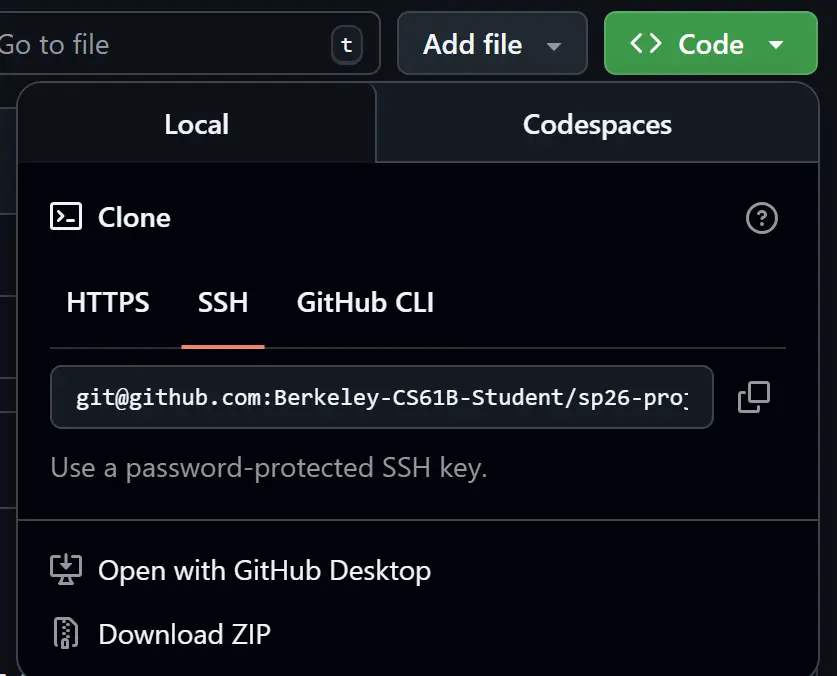 Copy SSH link.