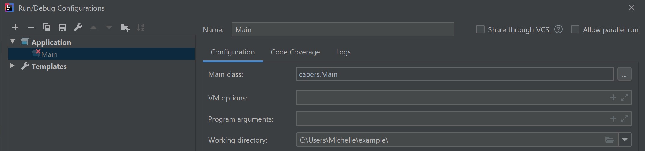 IntelliJ Working Directory