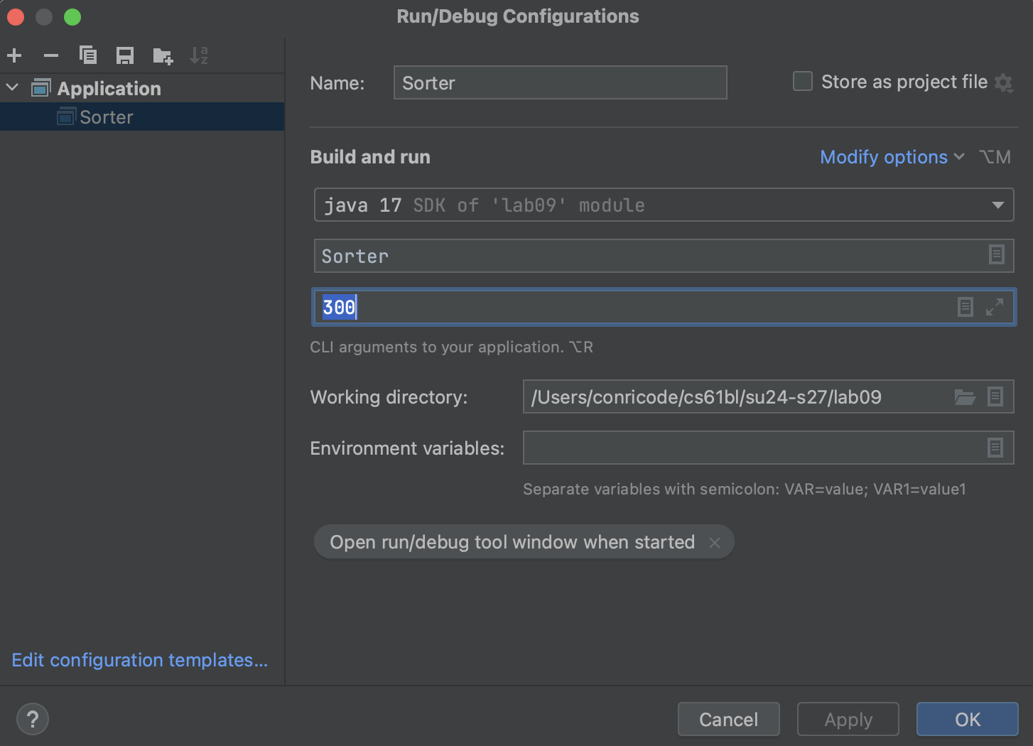 Set command line arguments